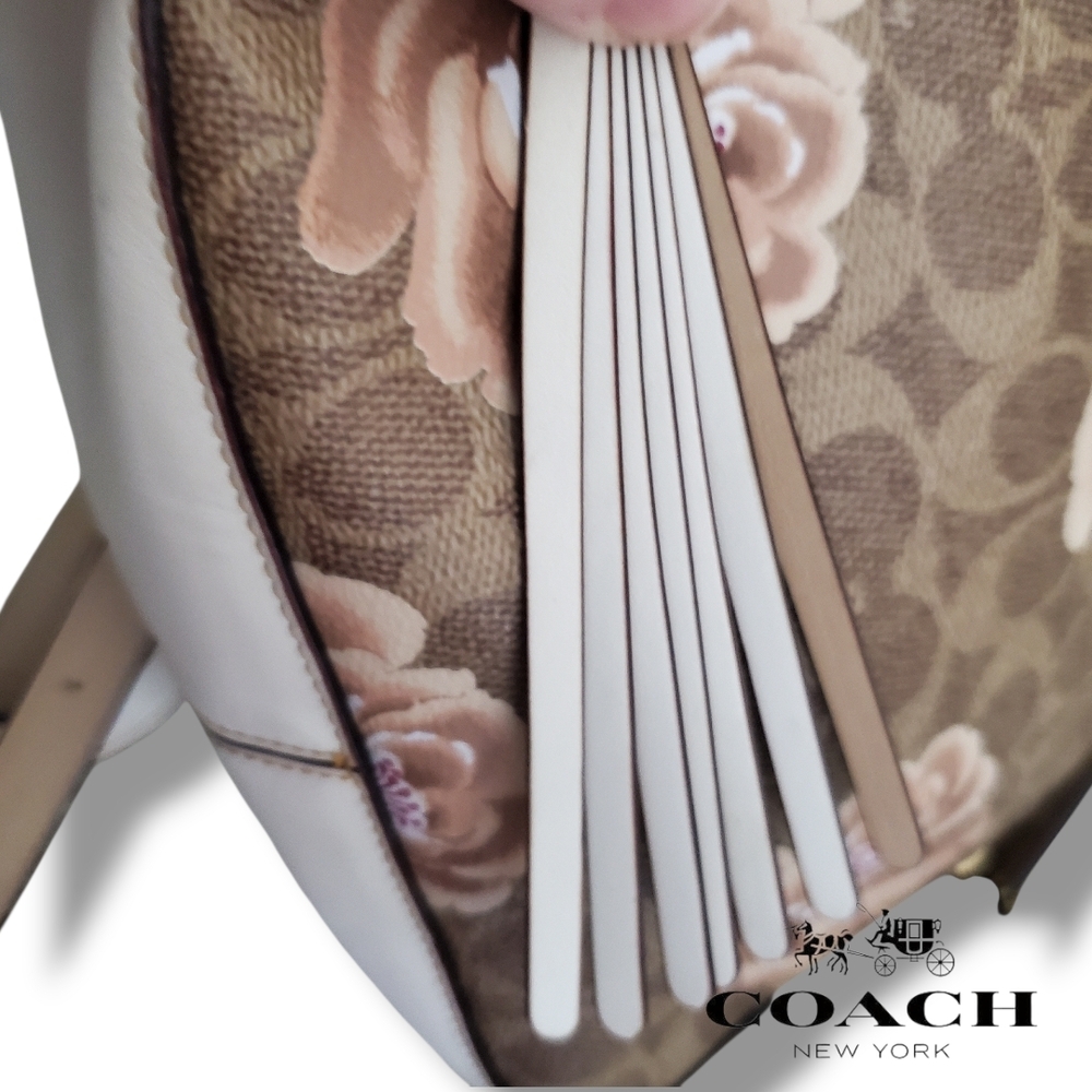 Coach 31695 Rose Print Coated Canvas Crossbody Camera Bag with Leather Tassel - Picture 7 of 17